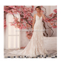 embroidery sexy deep V-neck applique luxury best customized lace mermaid asa bridal wedding dress